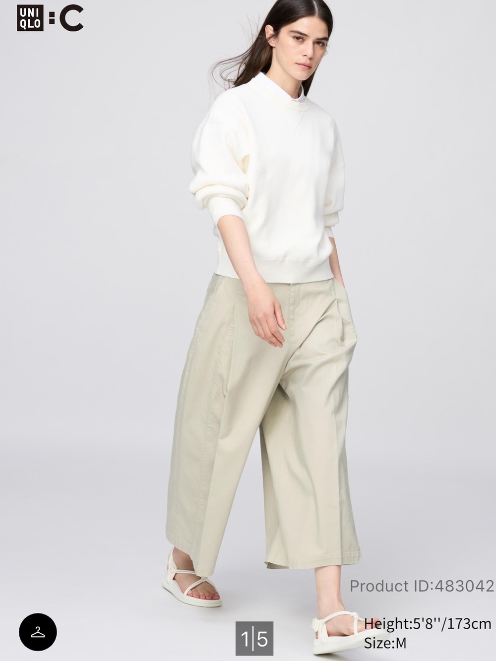UNIQLO Women Wide-Leg Cropped Pants in Light Beige